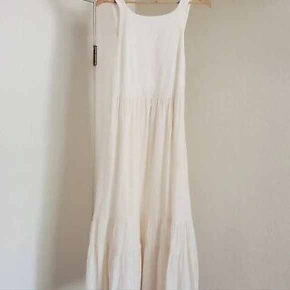 Zara Cream Maxi Midi Dress Flowy Rustic Boho BNWT - Picture 6 of 9